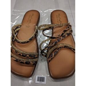 Mariella Womens Made In Italy Sandals ,Leopard/Gold , 9